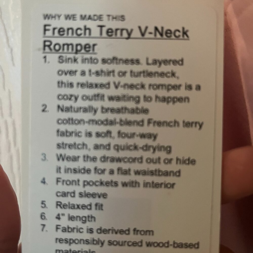 NWT -Lululemon French Terry V-Neck Romper in Pink One Piece Jumper - Picture 5 of 7